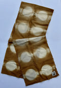 Fine Wool Crepe Scarf in Warm Beige Shibori Circle