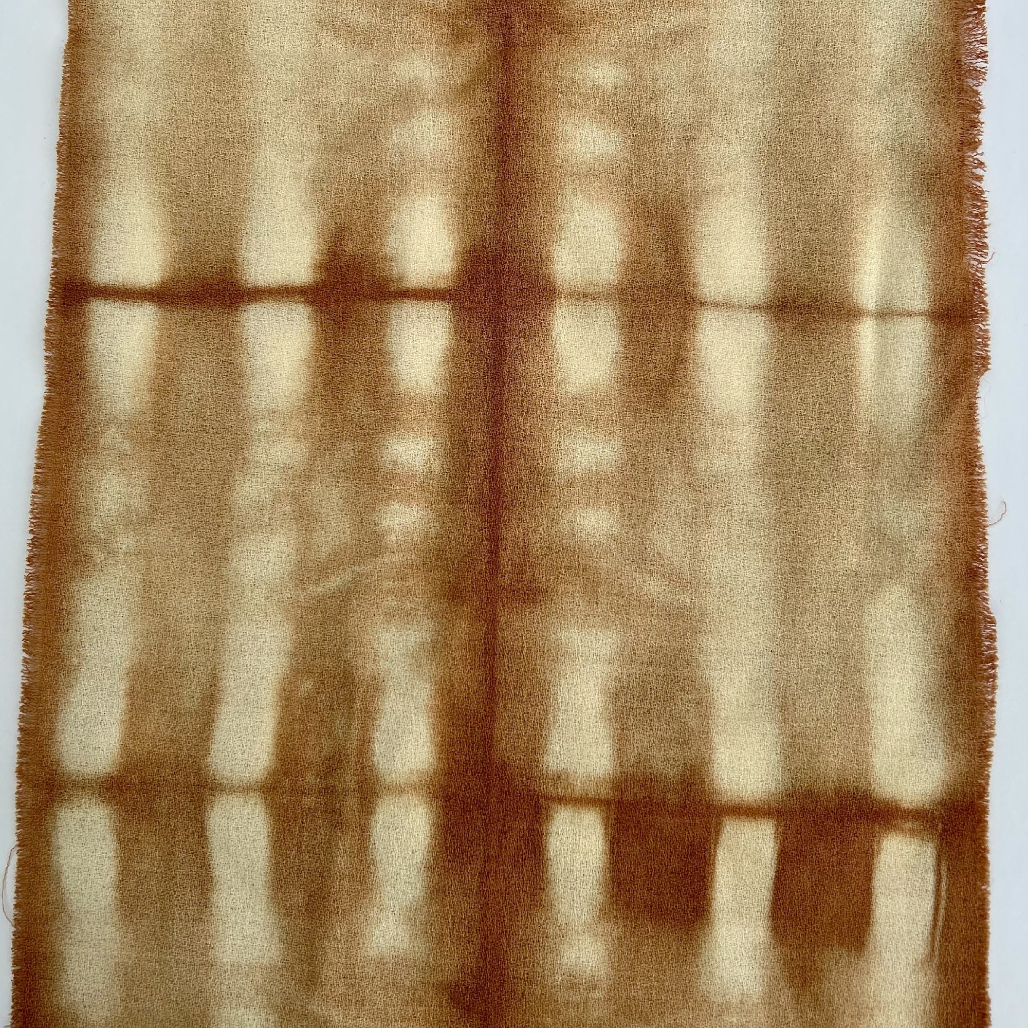 Fine Wool Crepe Scarf in Clay Pink Shibori Broken Stripe