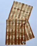 Fine Wool Crepe Scarf in Clay Pink Shibori Broken Stripe