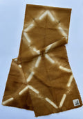 Fine Wool Crepe Scarf in Toffee Shibori Broken Diamond