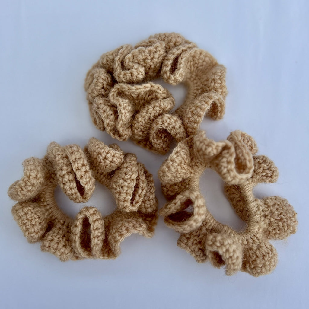 Hand Crochet Scrunchie in Pale Pink