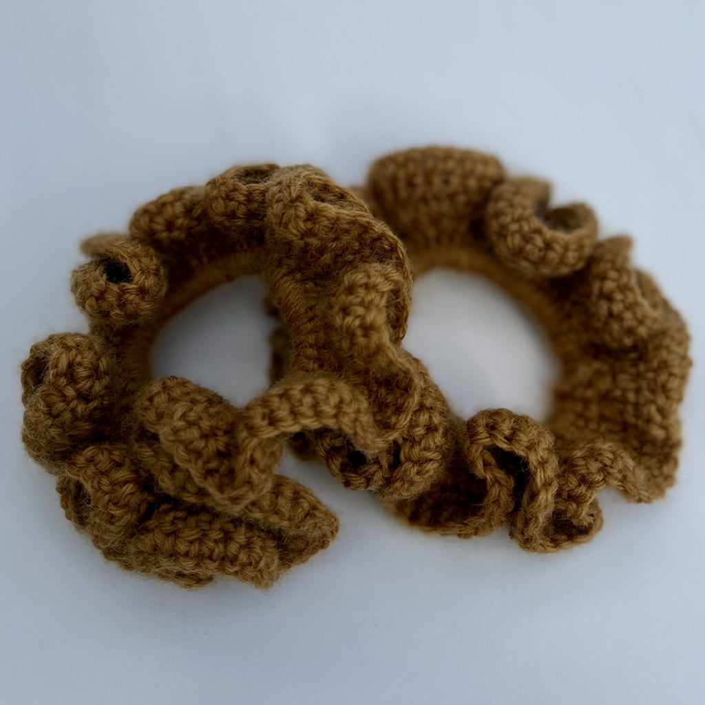 Hand Crochet Scrunchie in Toffee