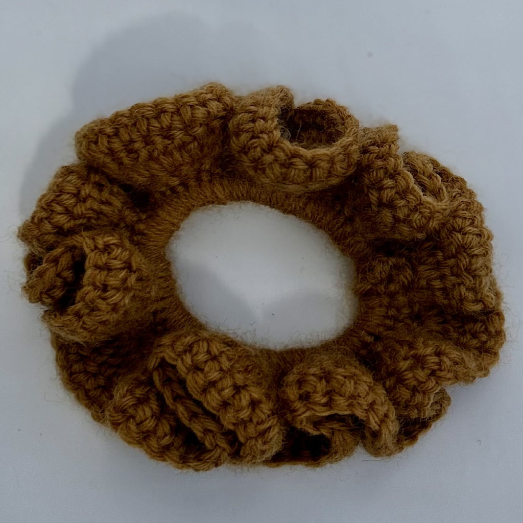 Hand Crochet Scrunchie in Toffee