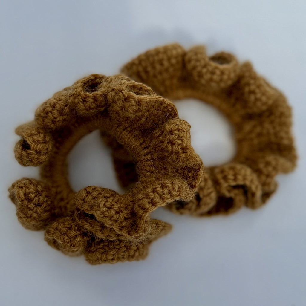 Hand Crochet Scrunchie in Toffee