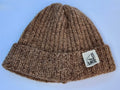 British Wool Rib Beanie in Caramel Twist