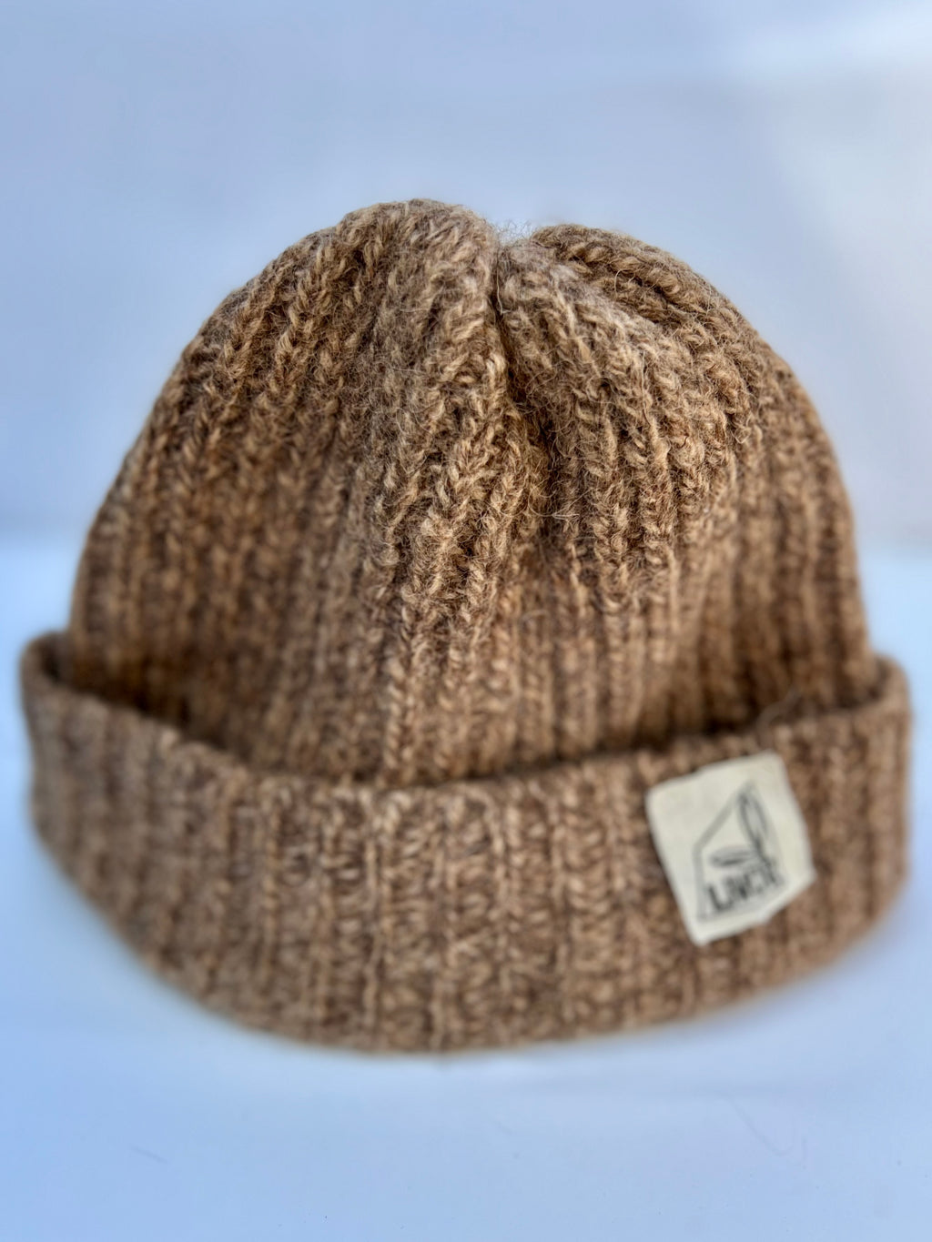 British Wool Rib Beanie in Caramel Twist