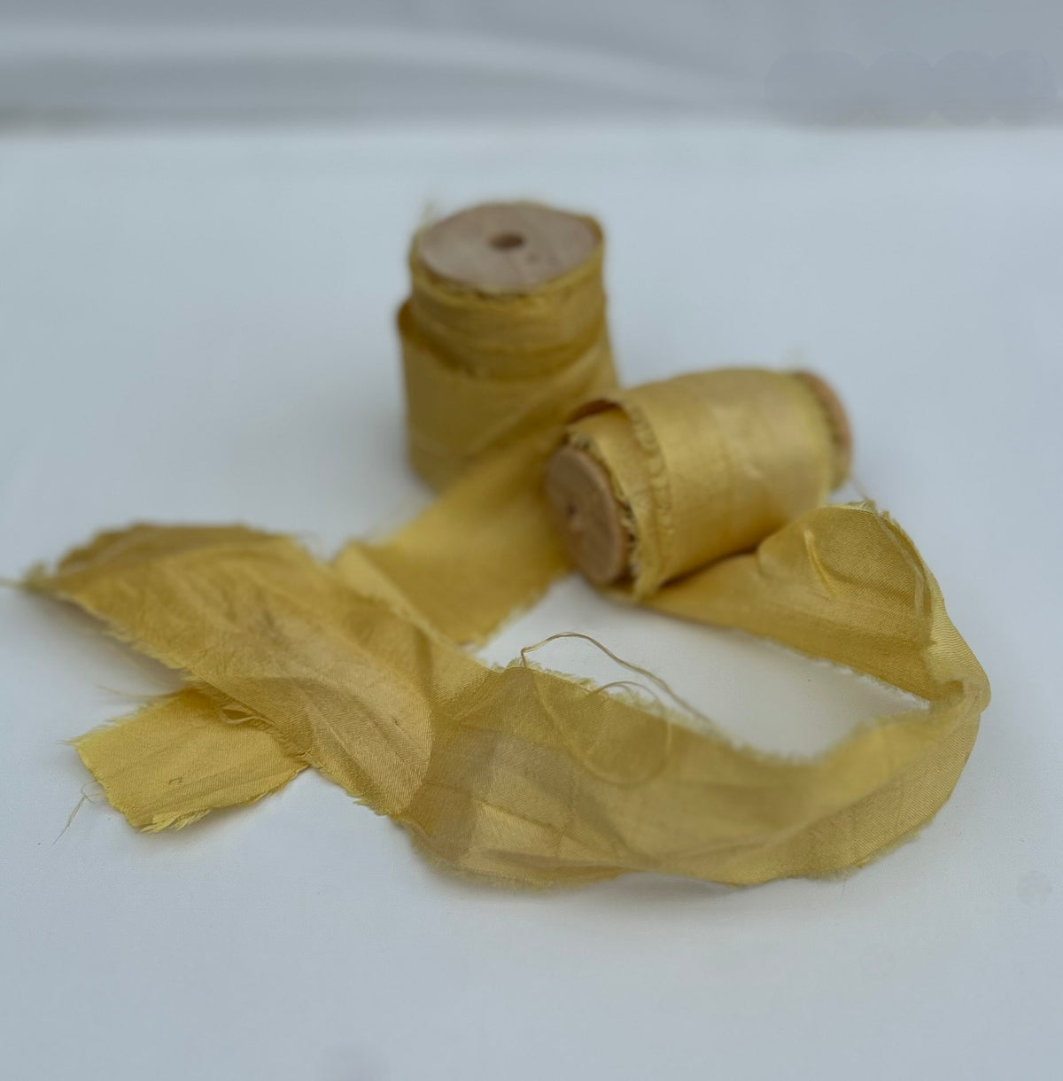 Recycled Sari Silk Ribbon in Summer Yellow