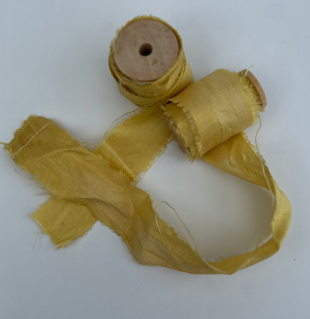 Recycled Sari Silk Ribbon in Summer Yellow