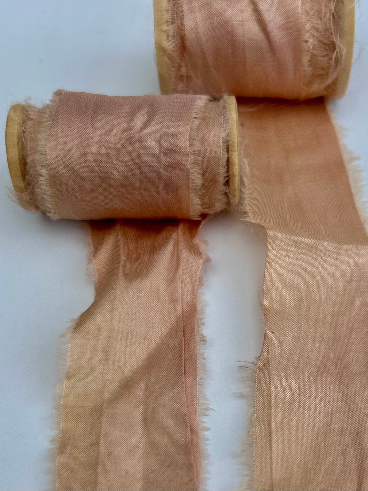 Recycled Sari Silk Ribbon in Peach Pink