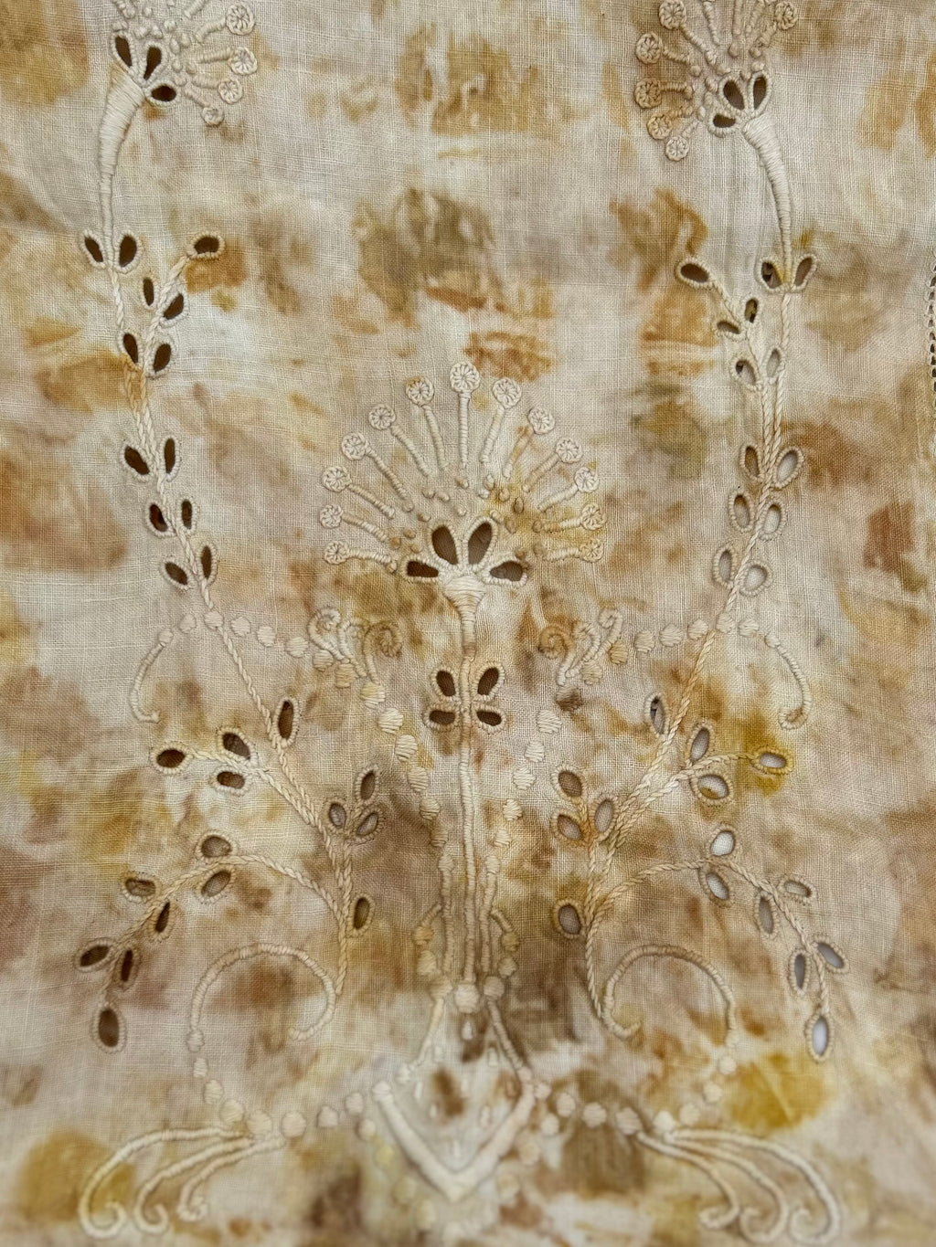 Vintage Linen Table Runner in Yellow Multi