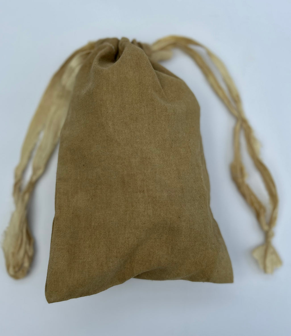 Small Cotton Drawstring Bag in Yellow / Green