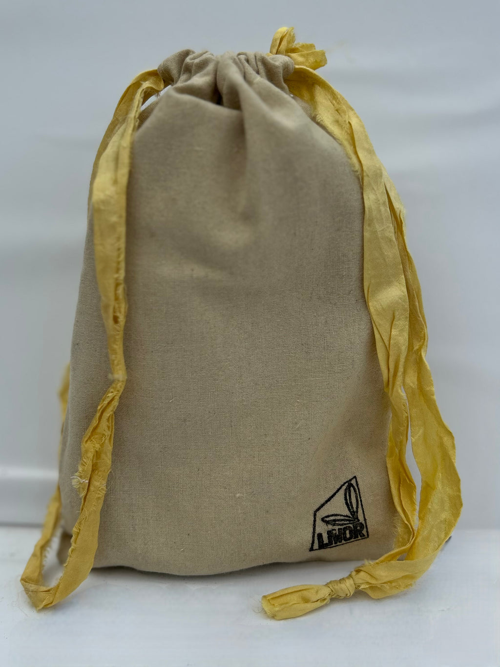 Small Cotton Drawstring Bag in Summer Yellow