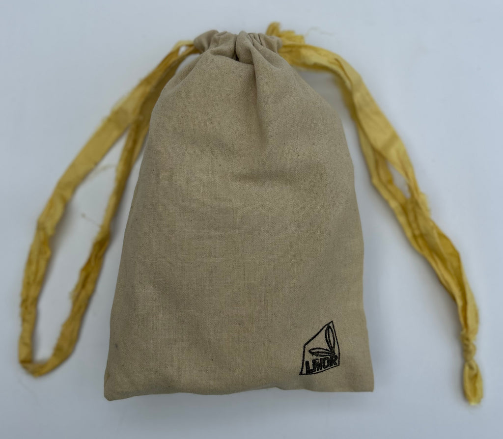 Small Cotton Drawstring Bag in Summer Yellow