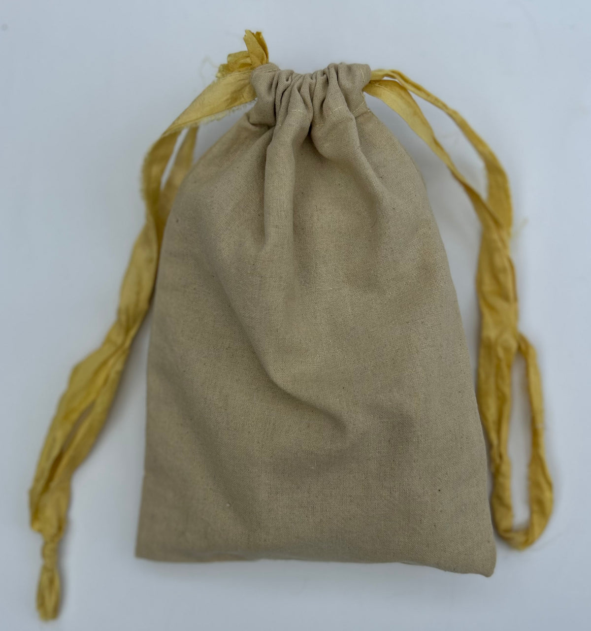 Small Cotton Drawstring Bag in Summer Yellow