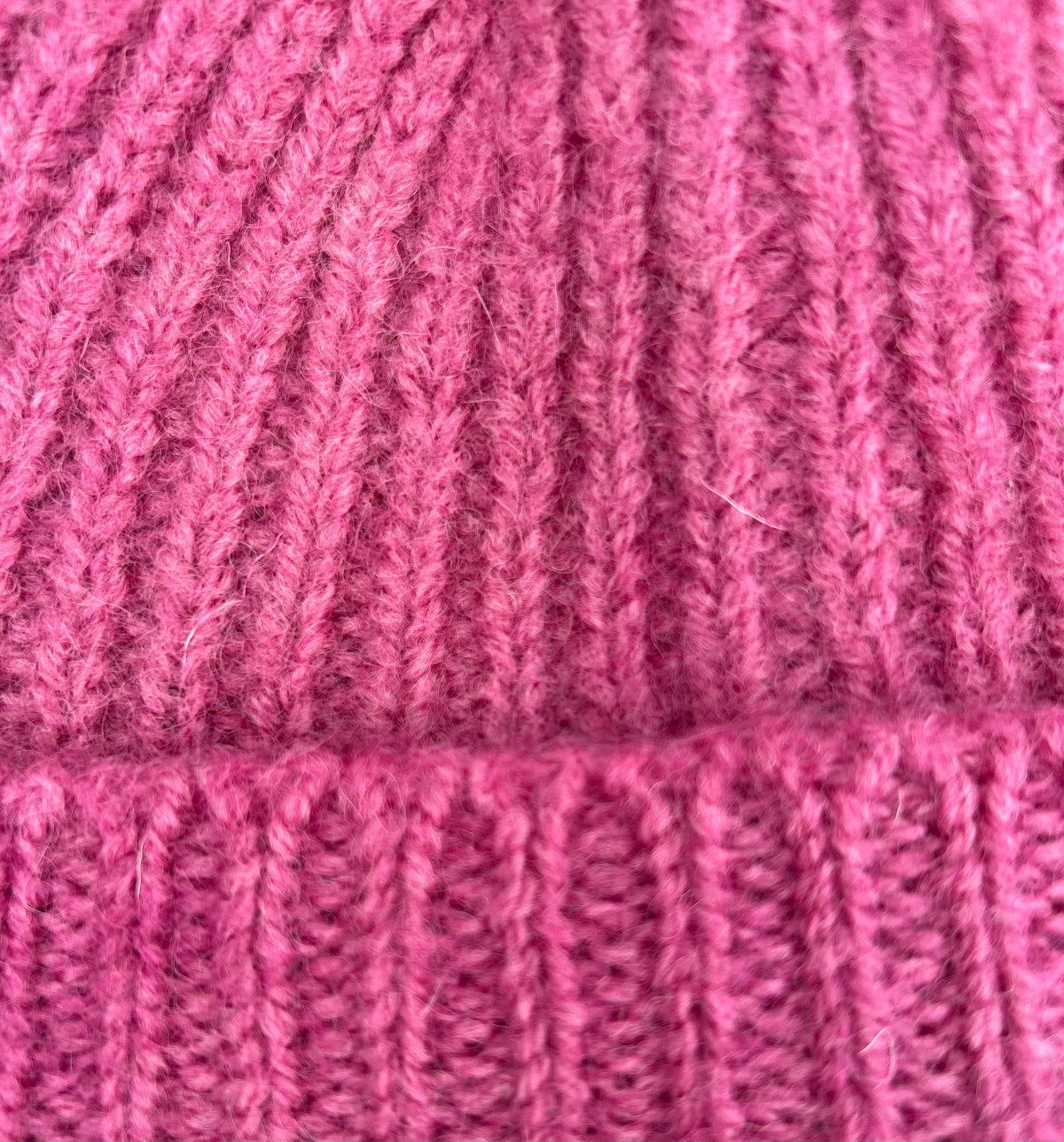 British Wool Rib Beanie in Magenta