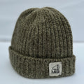 British Wool Rib Beanie in Green / Grey Twist