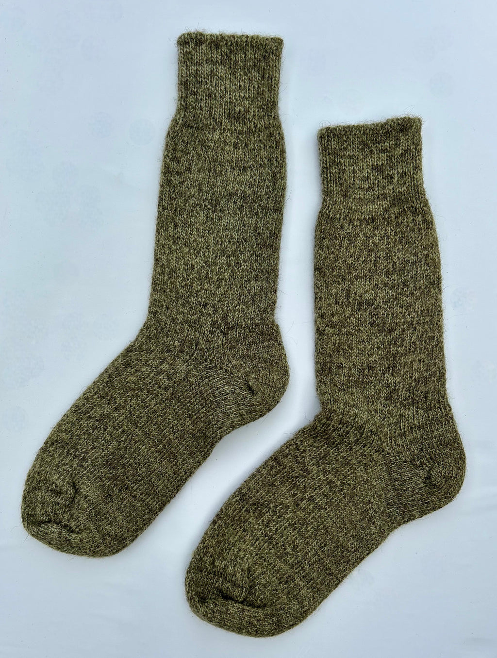 British Wool Socks in Green / Grey Twist