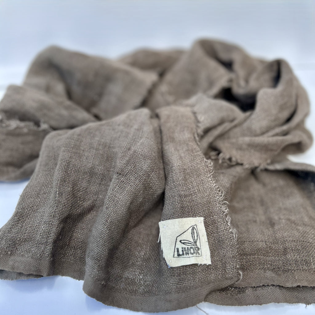 Linen Gauze Scarf in Bitter Chocolate