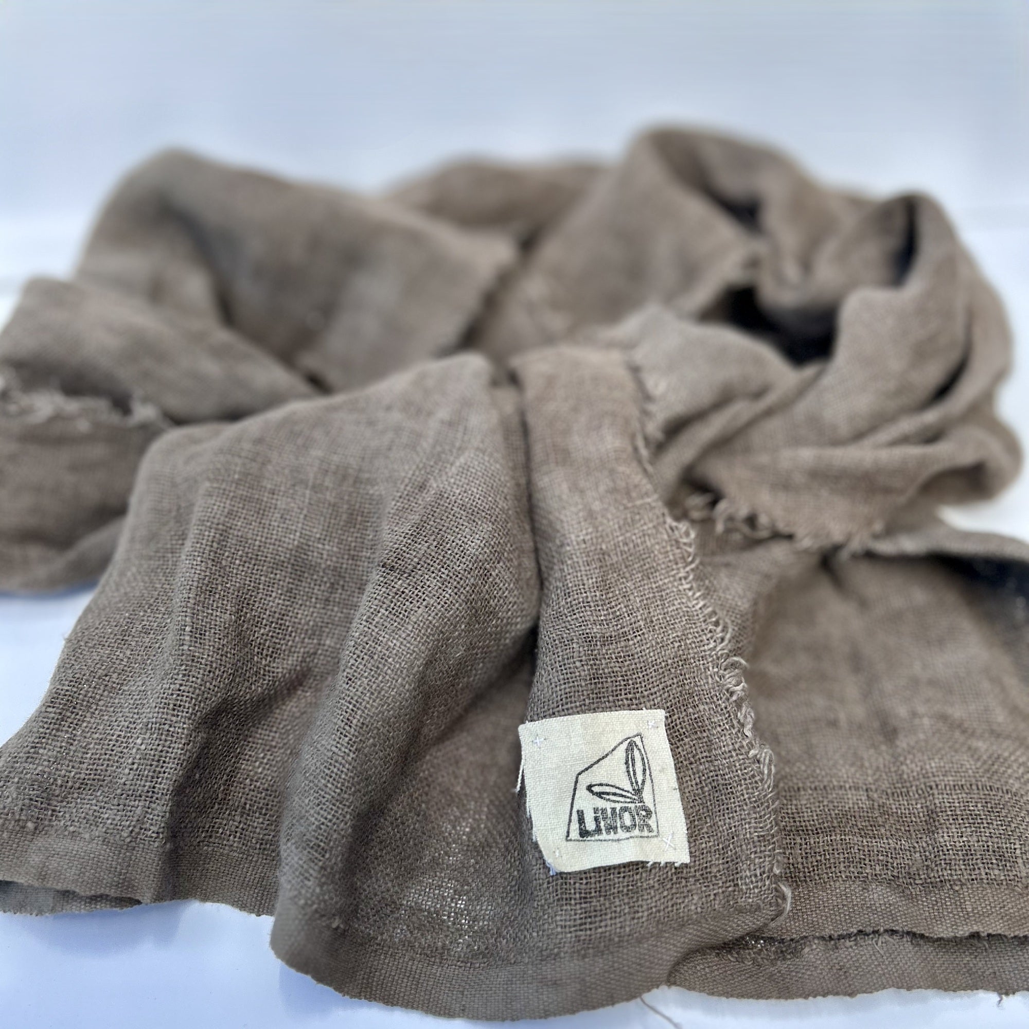 Linen Gauze Scarf in Bitter Chocolate