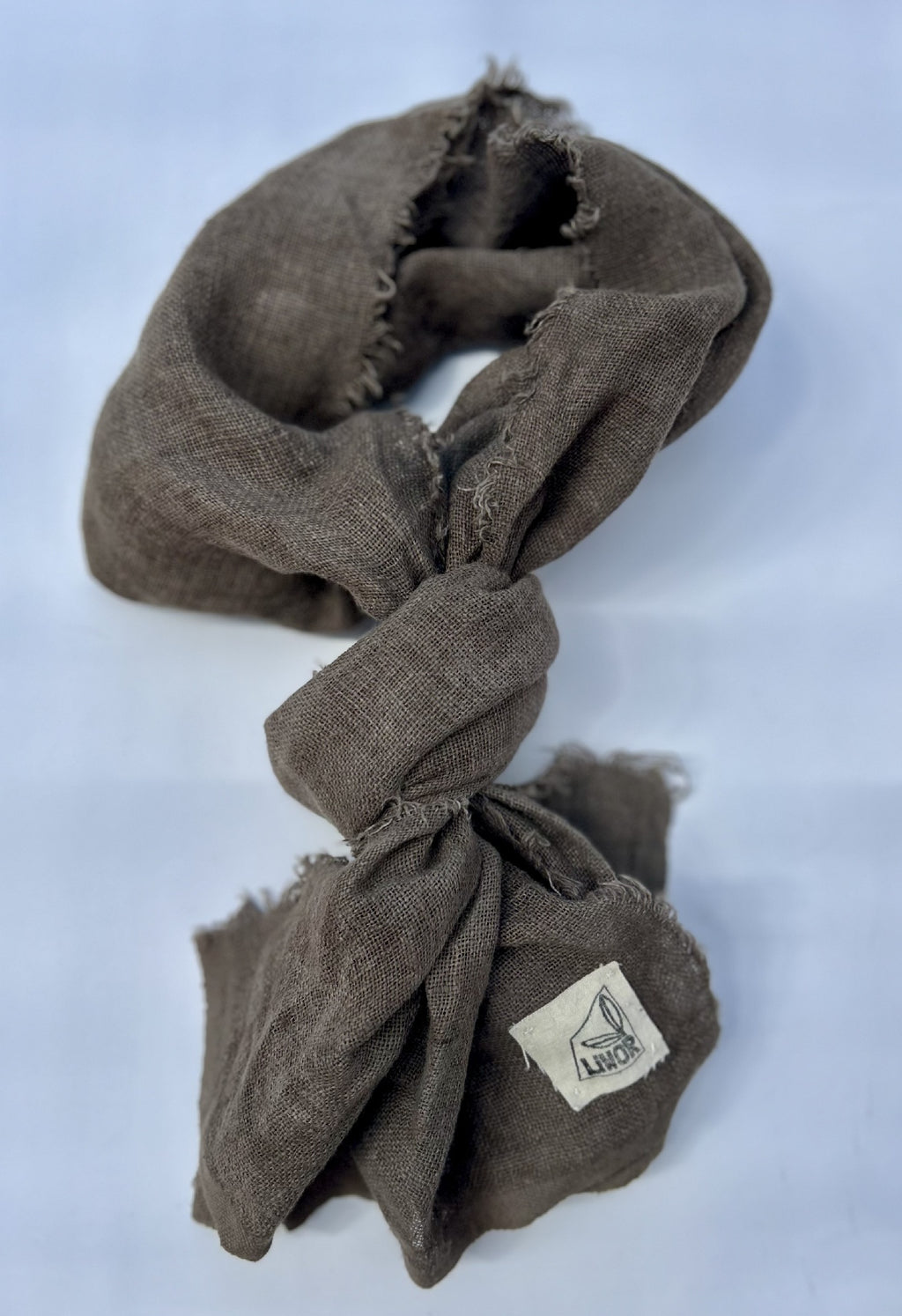 Linen Gauze Scarf in Bitter Chocolate