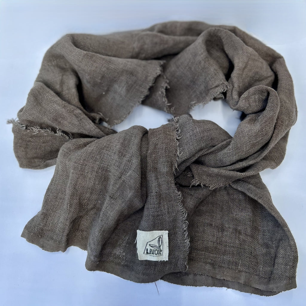Linen Gauze Scarf in Bitter Chocolate