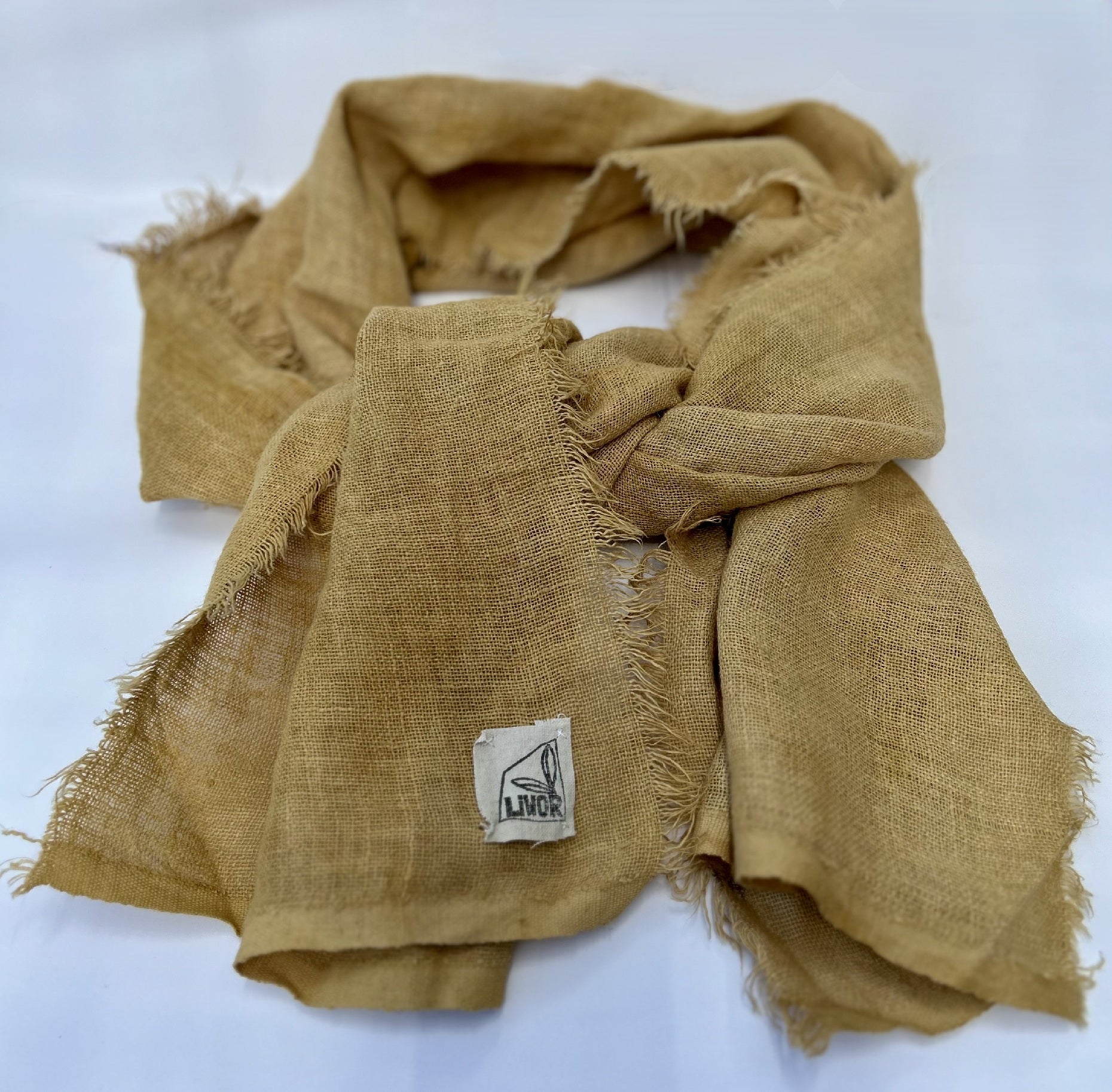 Linen Gauze Scarf in Yellow Ochre