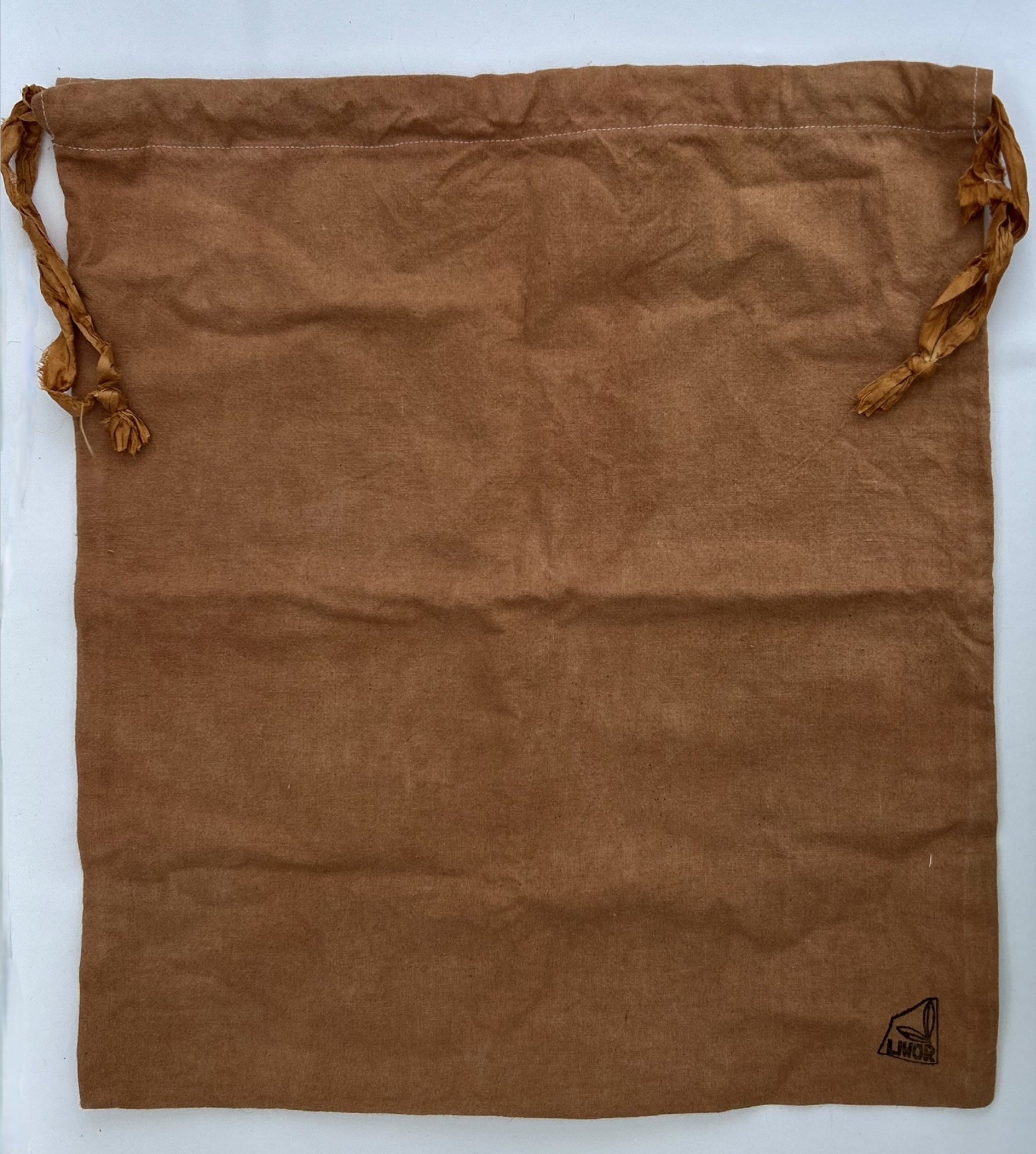 Large Cotton Drawstring Storage Bag in Clay Pink