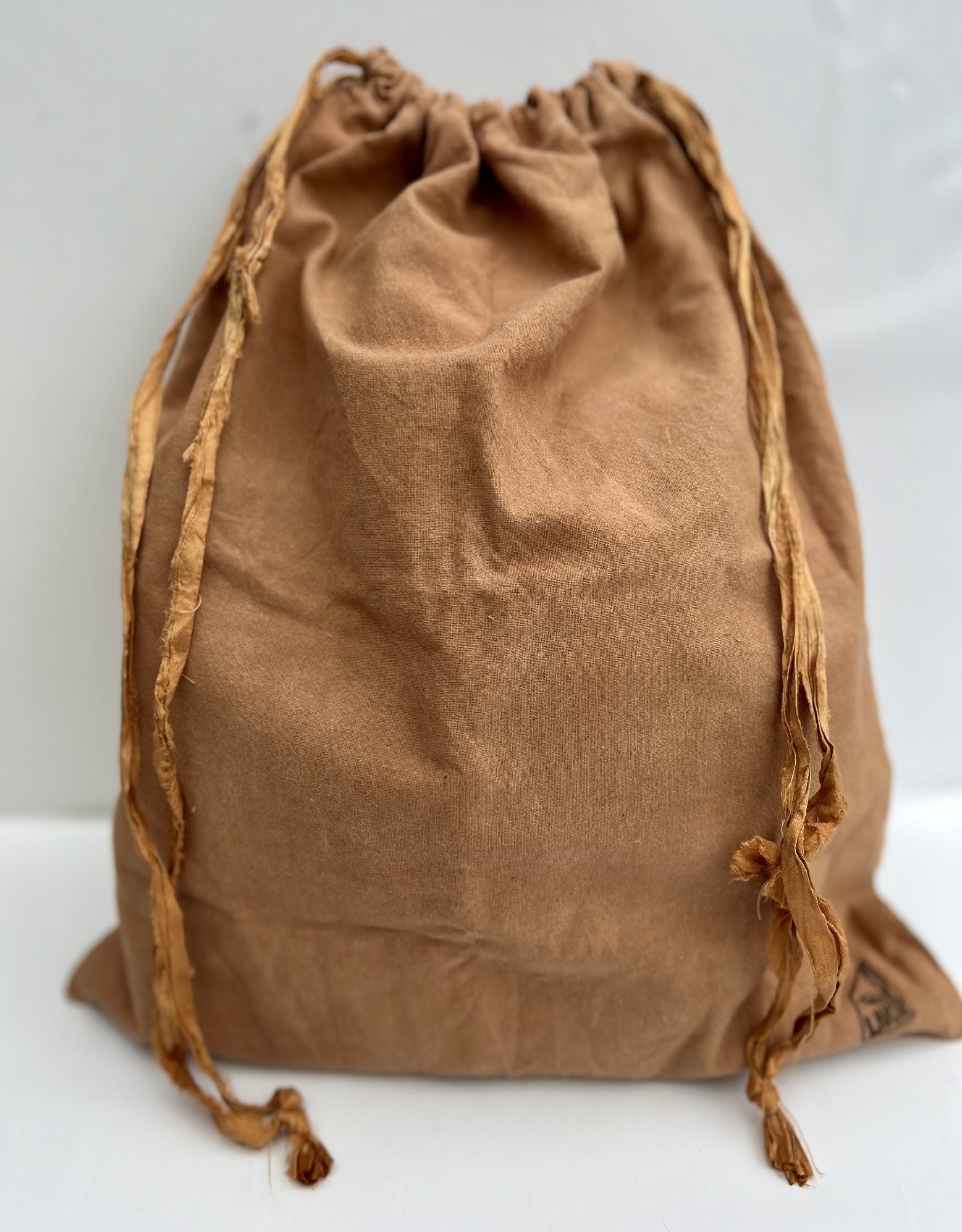 Large Cotton Drawstring Storage Bag in Clay Pink