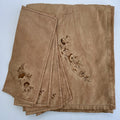 Linen Vintage Square Table Cloth and Set of 4 Napkins with embroidered detail in Clay Pink