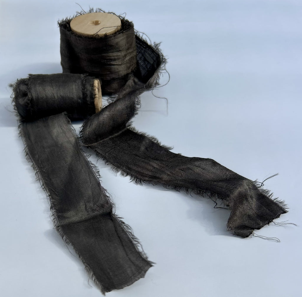Recycled Sari Silk Ribbon in Bitter Chocolate