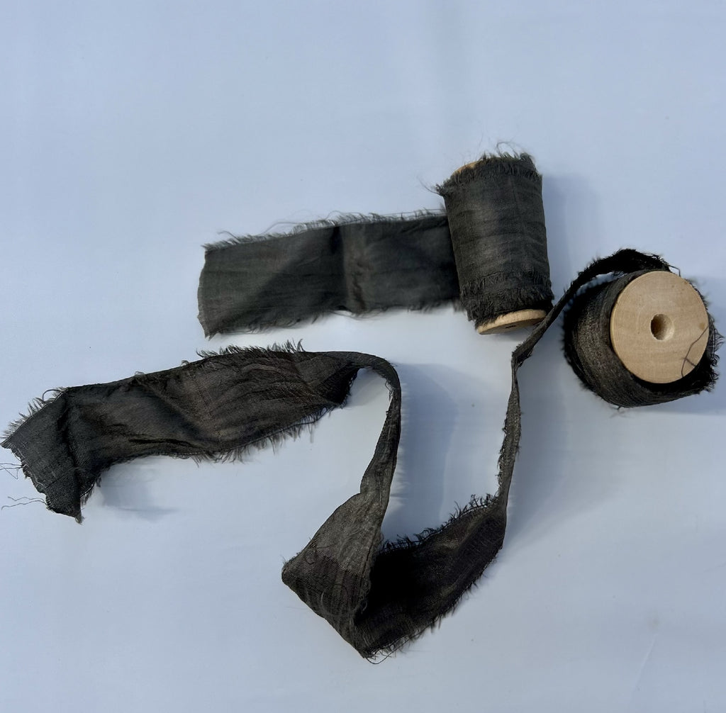 Recycled Sari Silk Ribbon in Bitter Chocolate