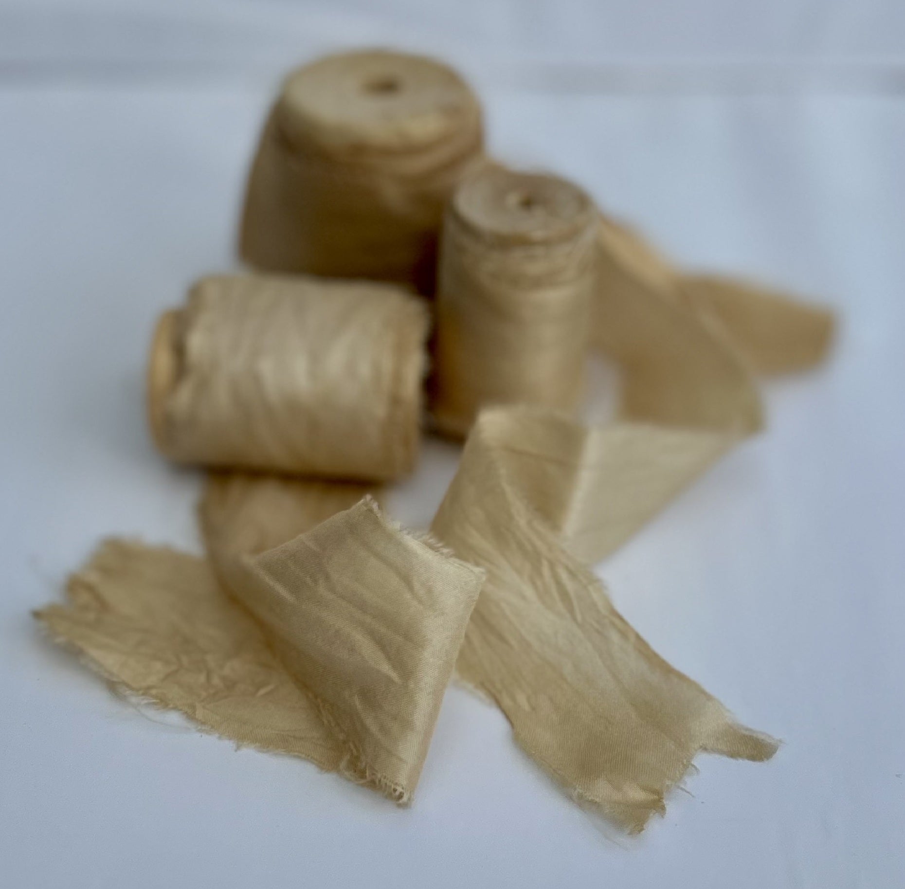 Recycled Sari Silk Ribbon in Cream