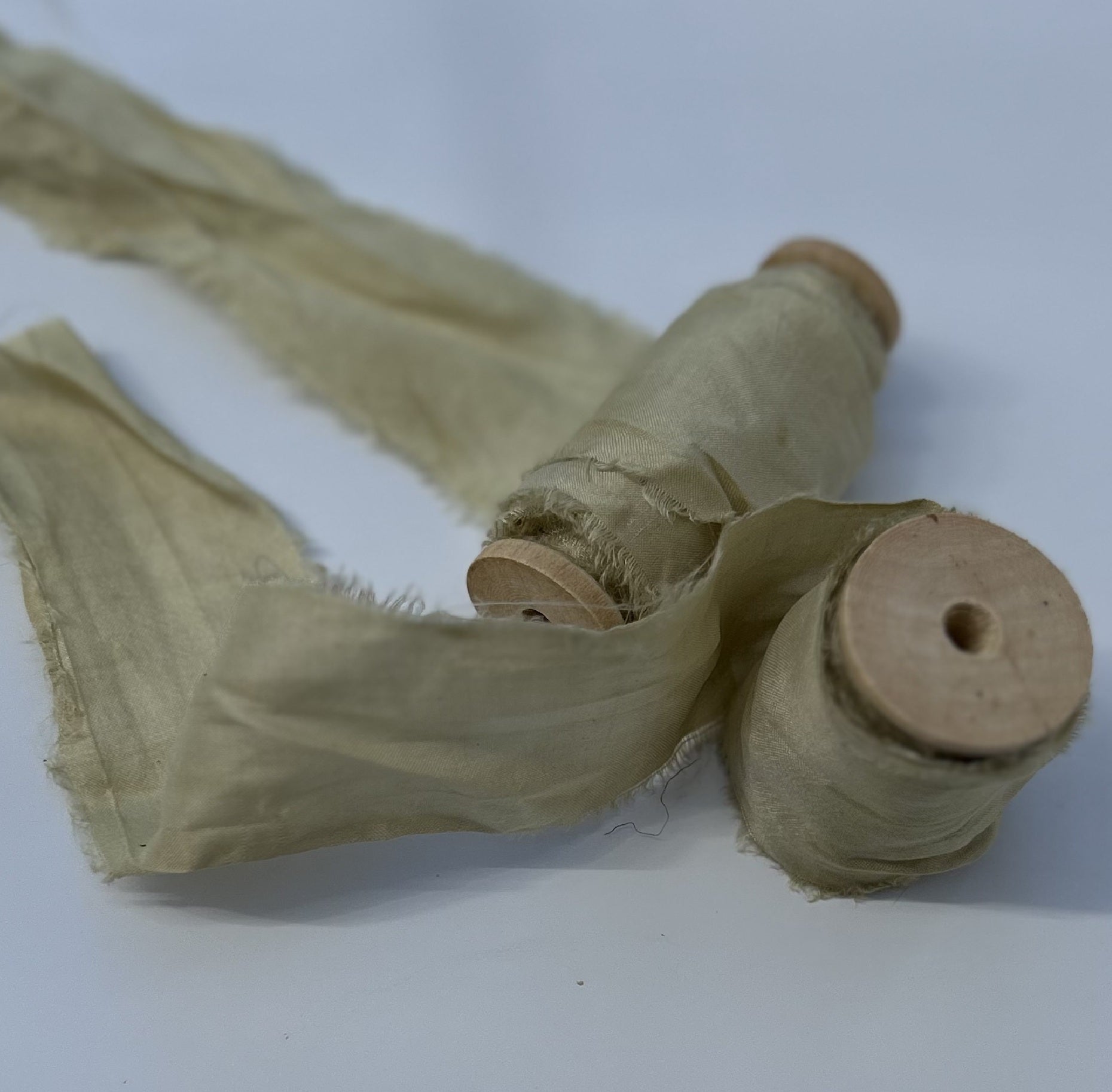 Recycled Sari Silk Ribbon in Pale Green