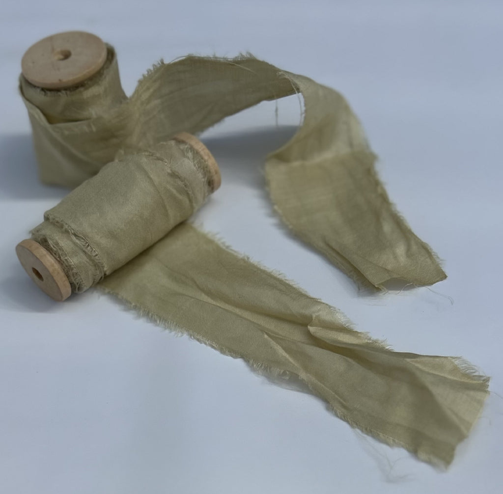 Recycled Sari Silk Ribbon in Pale Green