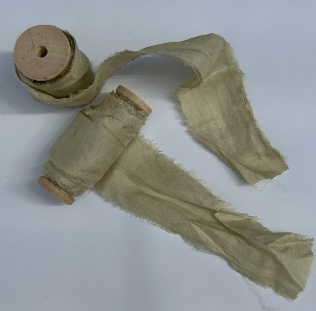 Recycled Sari Silk Ribbon in Pale Green