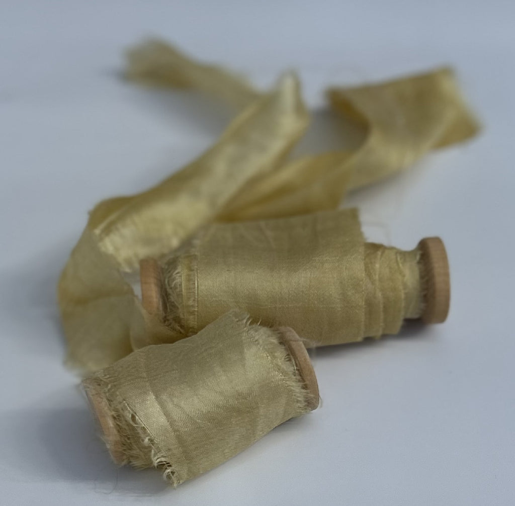 Recycled Sari Silk Ribbon in Yellow