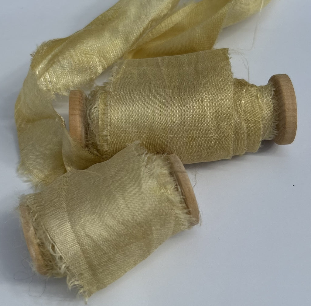 Recycled Sari Silk Ribbon in Yellow