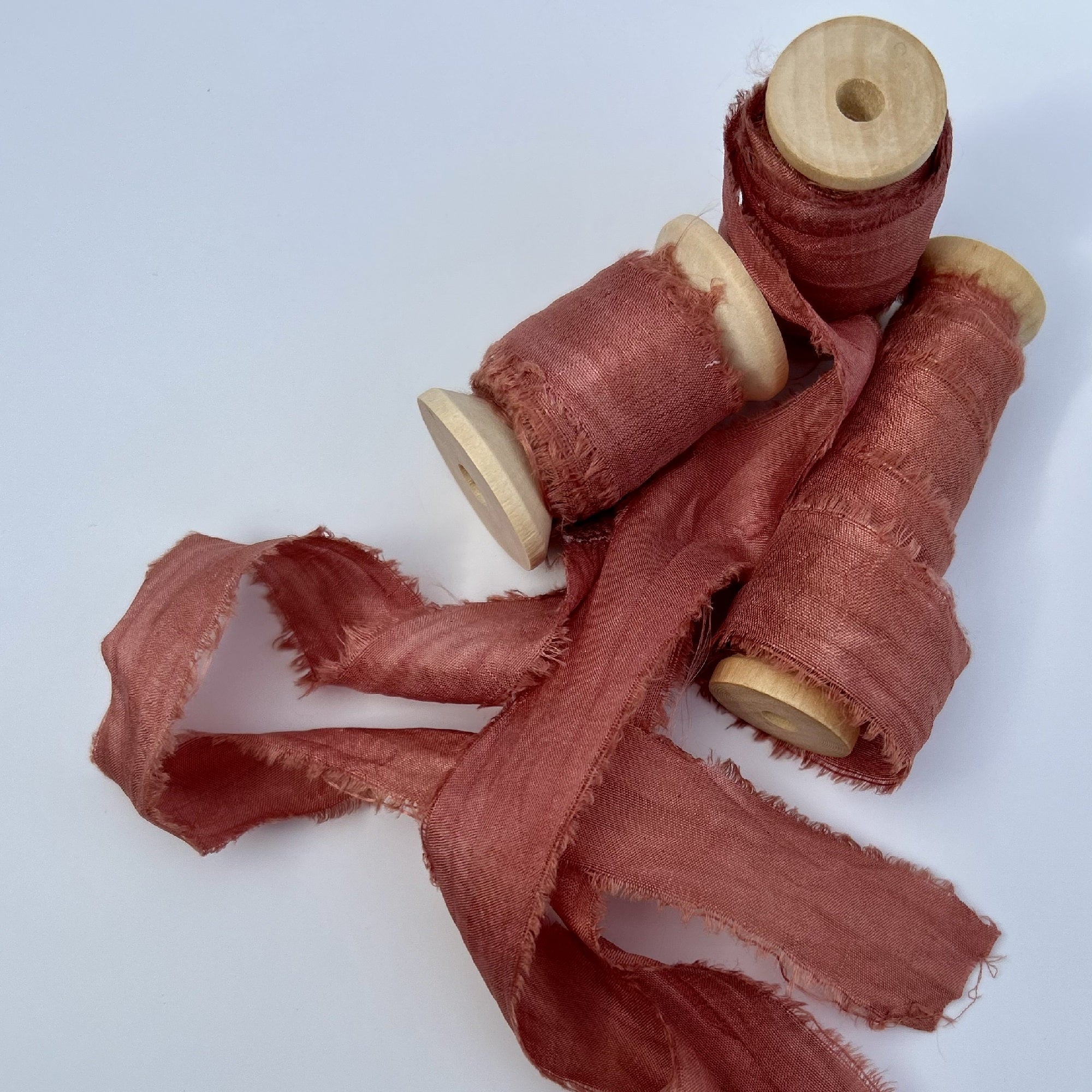 Recycled Sari Silk Ribbon in Antique Pink