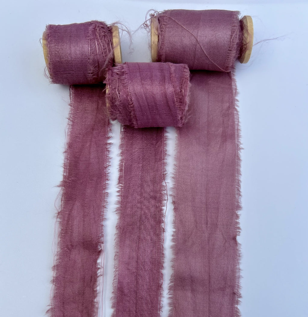 Recycled Sari Silk Ribbon in Mauve