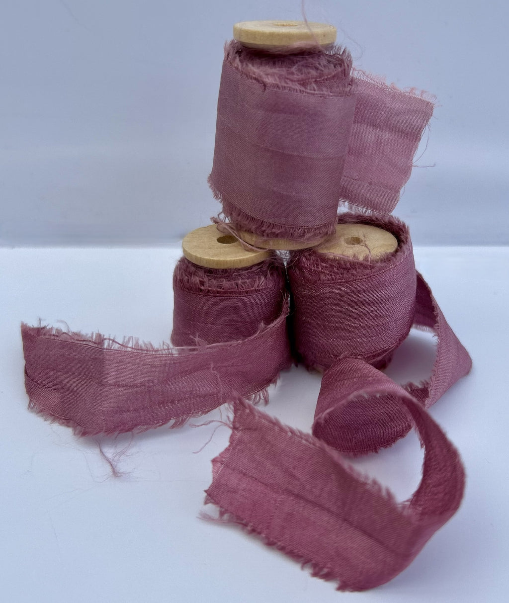 Recycled Sari Silk Ribbon in Mauve