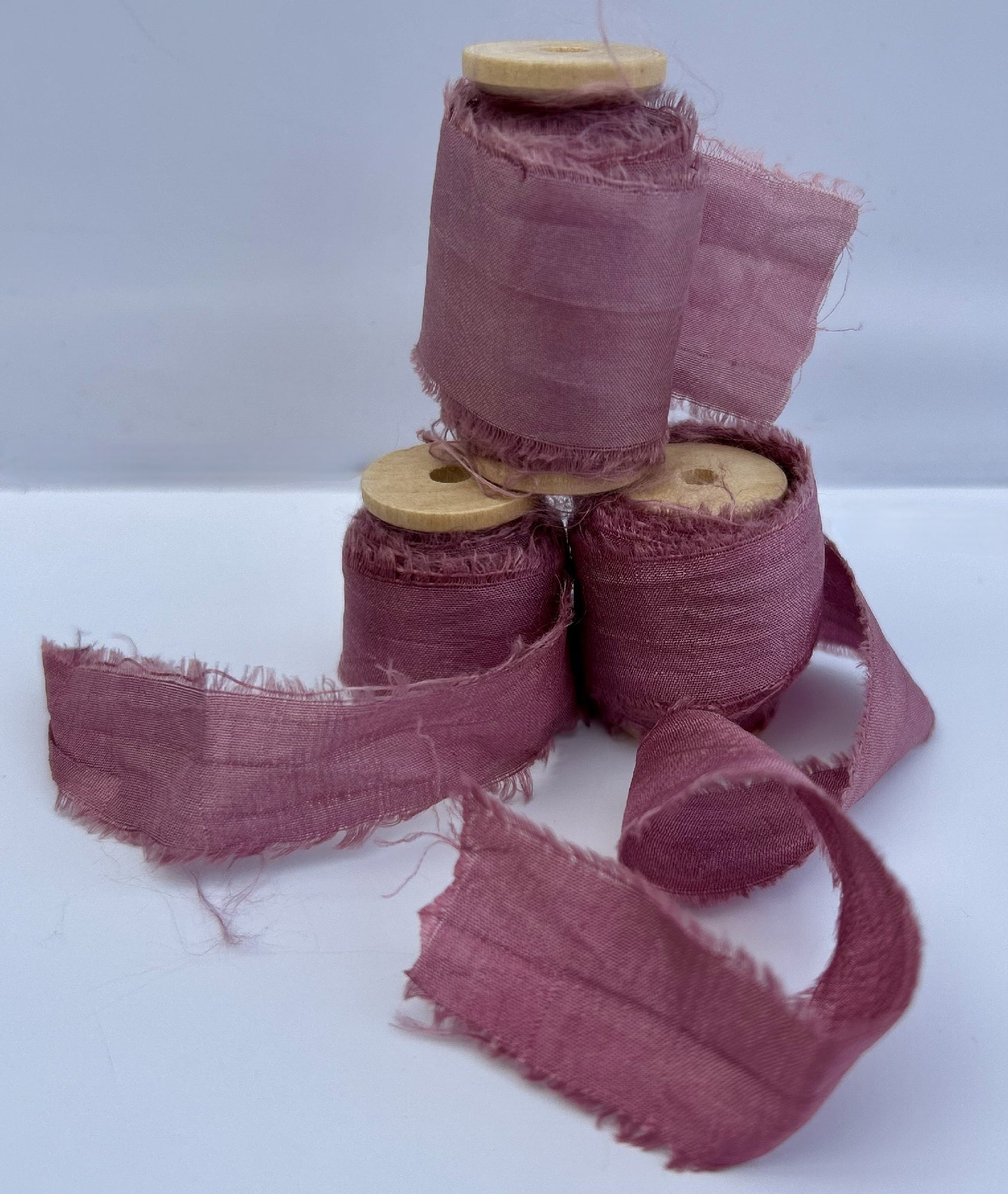 Recycled Sari Silk Ribbon in Mauve