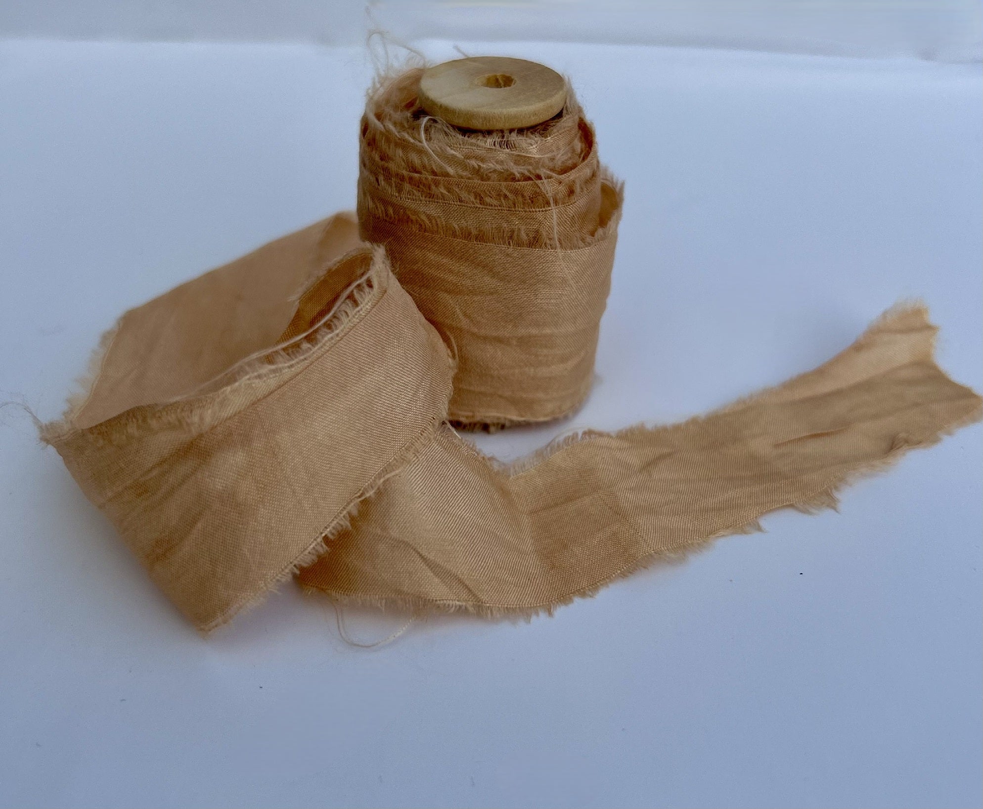 Recycled Sari Silk Ribbon in Pale Pink