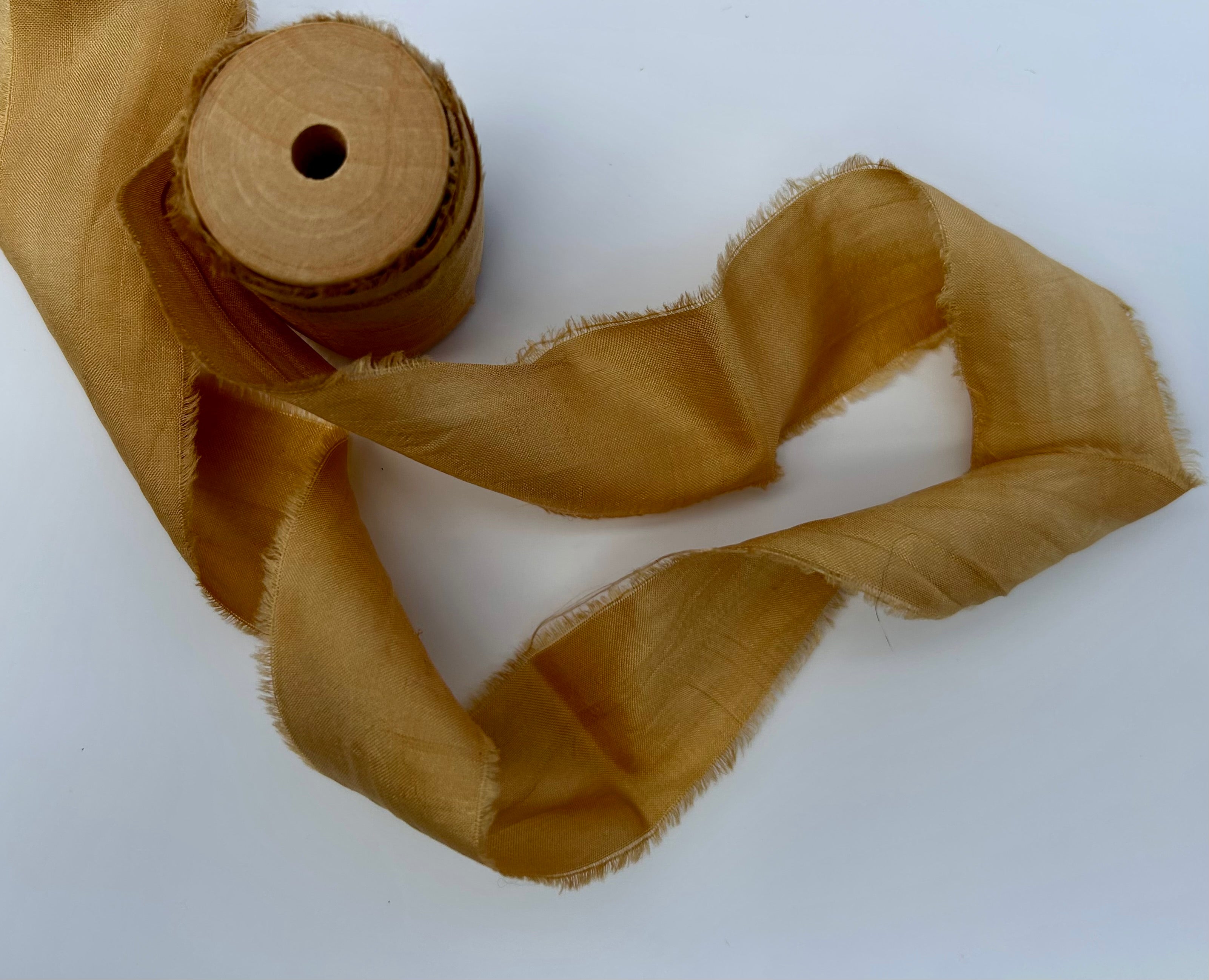 Recycled Sari Silk Ribbon in Warm Beige