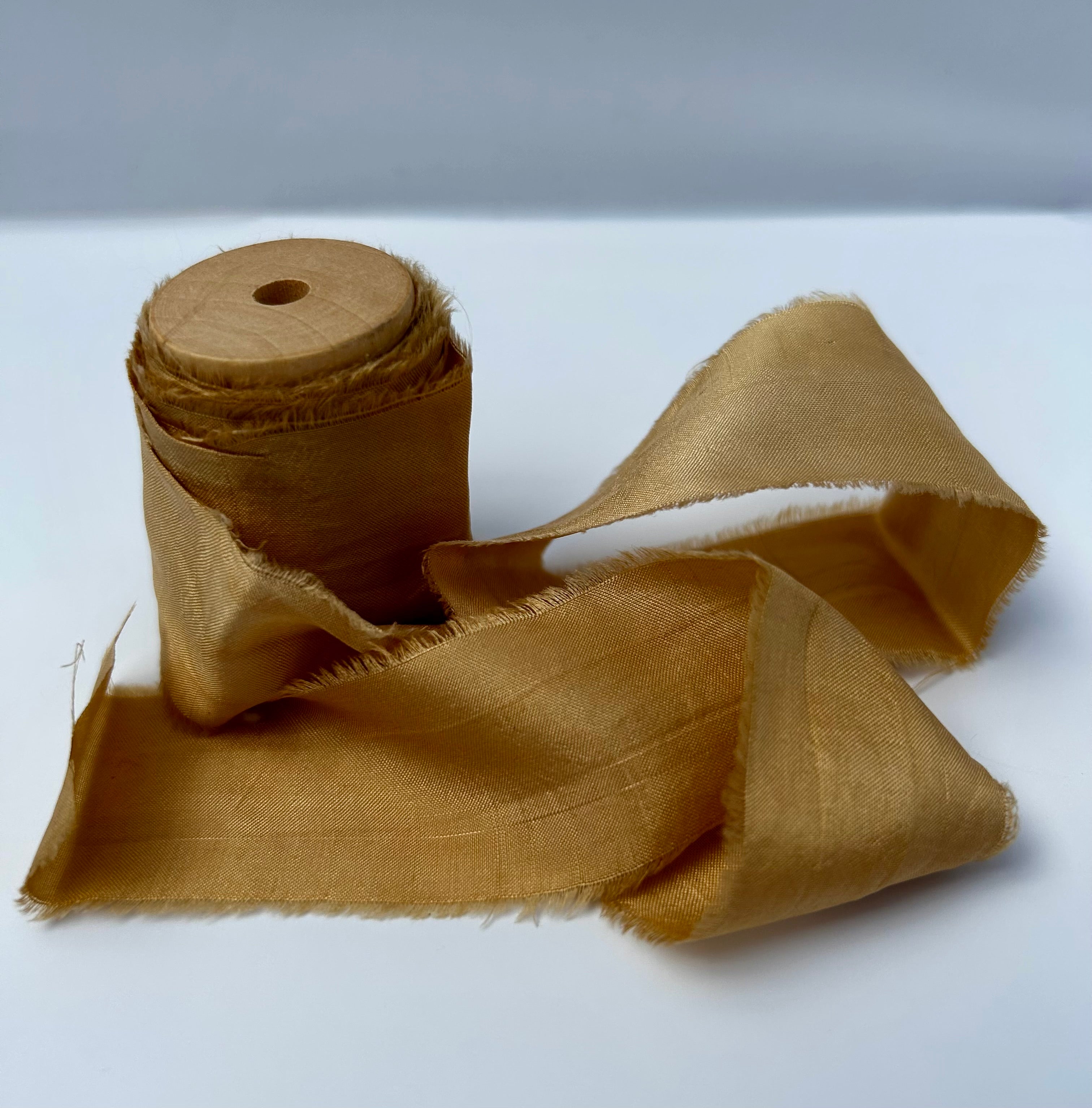 Recycled Sari Silk Ribbon in Warm Beige