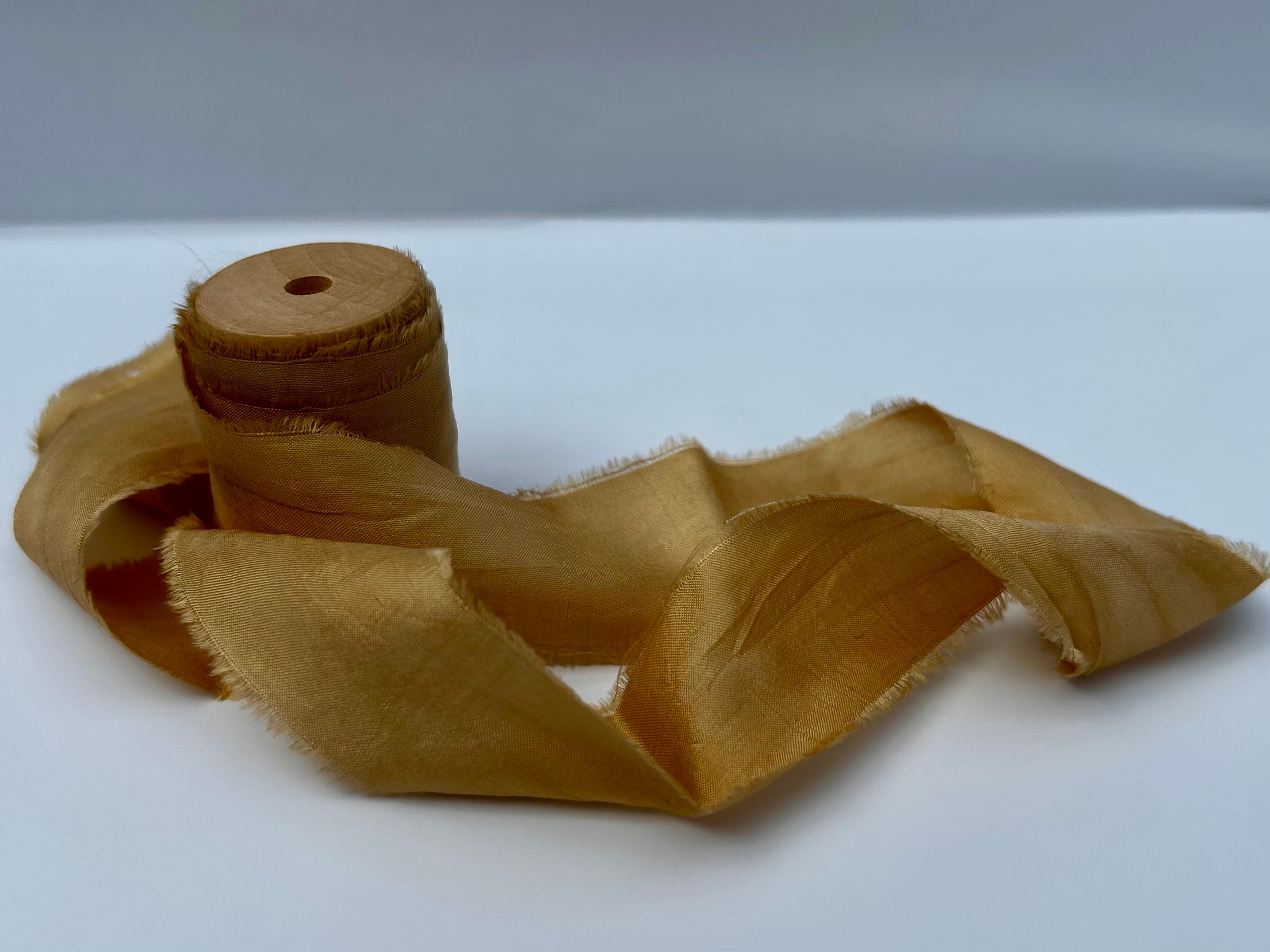 Recycled Sari Silk Ribbon in Warm Beige