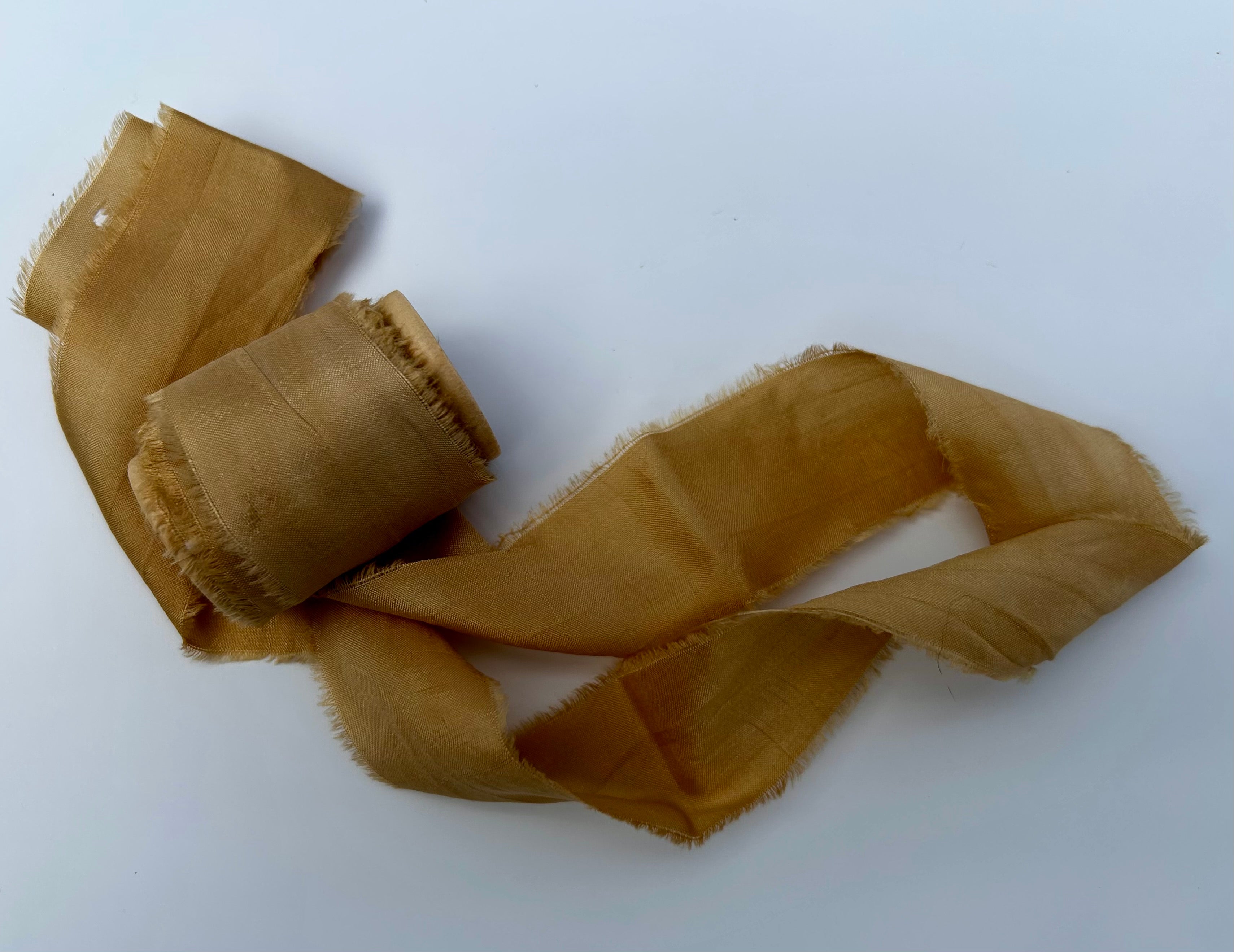 Recycled Sari Silk Ribbon in Warm Beige