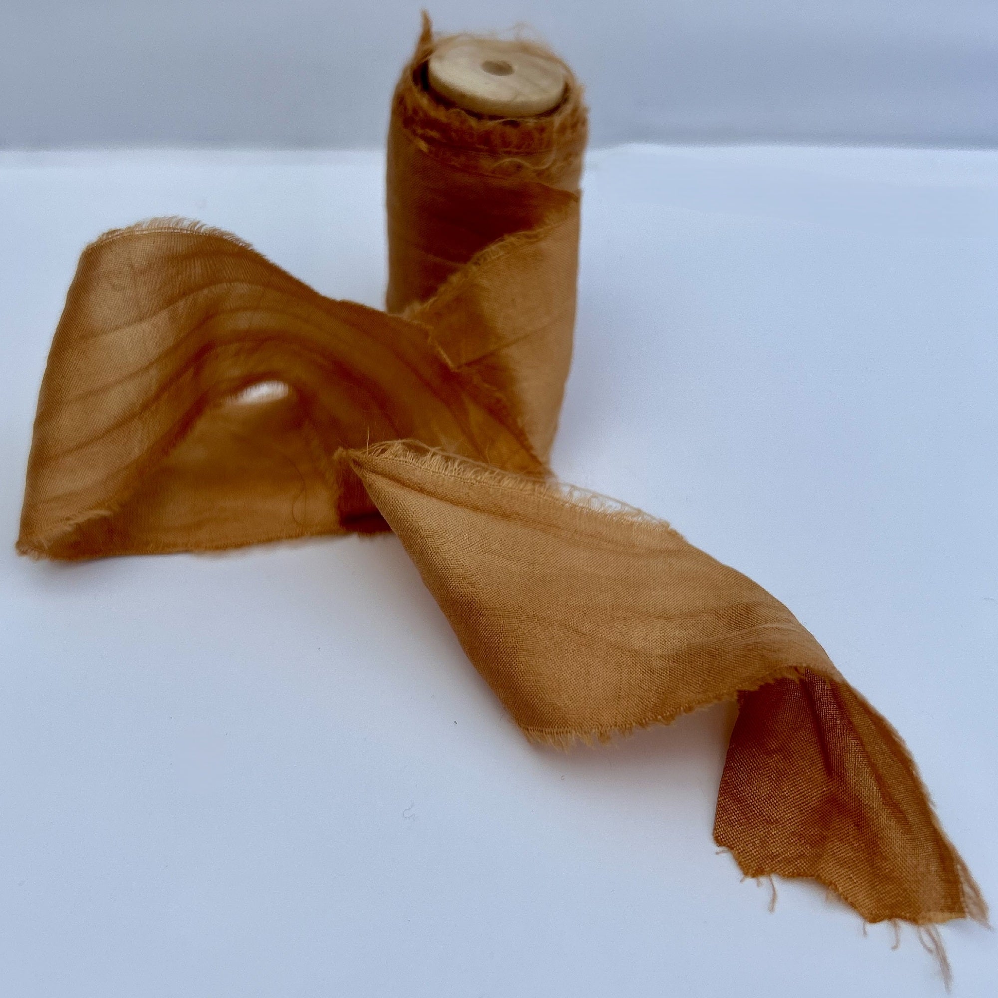 Recycled Sari Silk Ribbon in Clay Pink