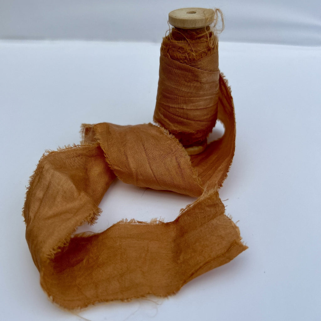 Recycled Sari Silk Ribbon in Vintage Golden Yellow