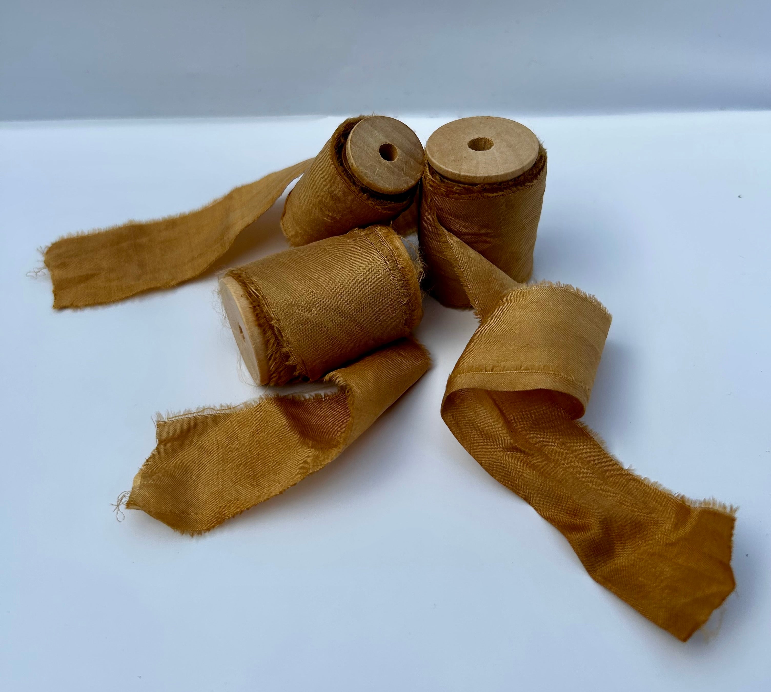 Recycled Sari Silk Ribbon in Toffee
