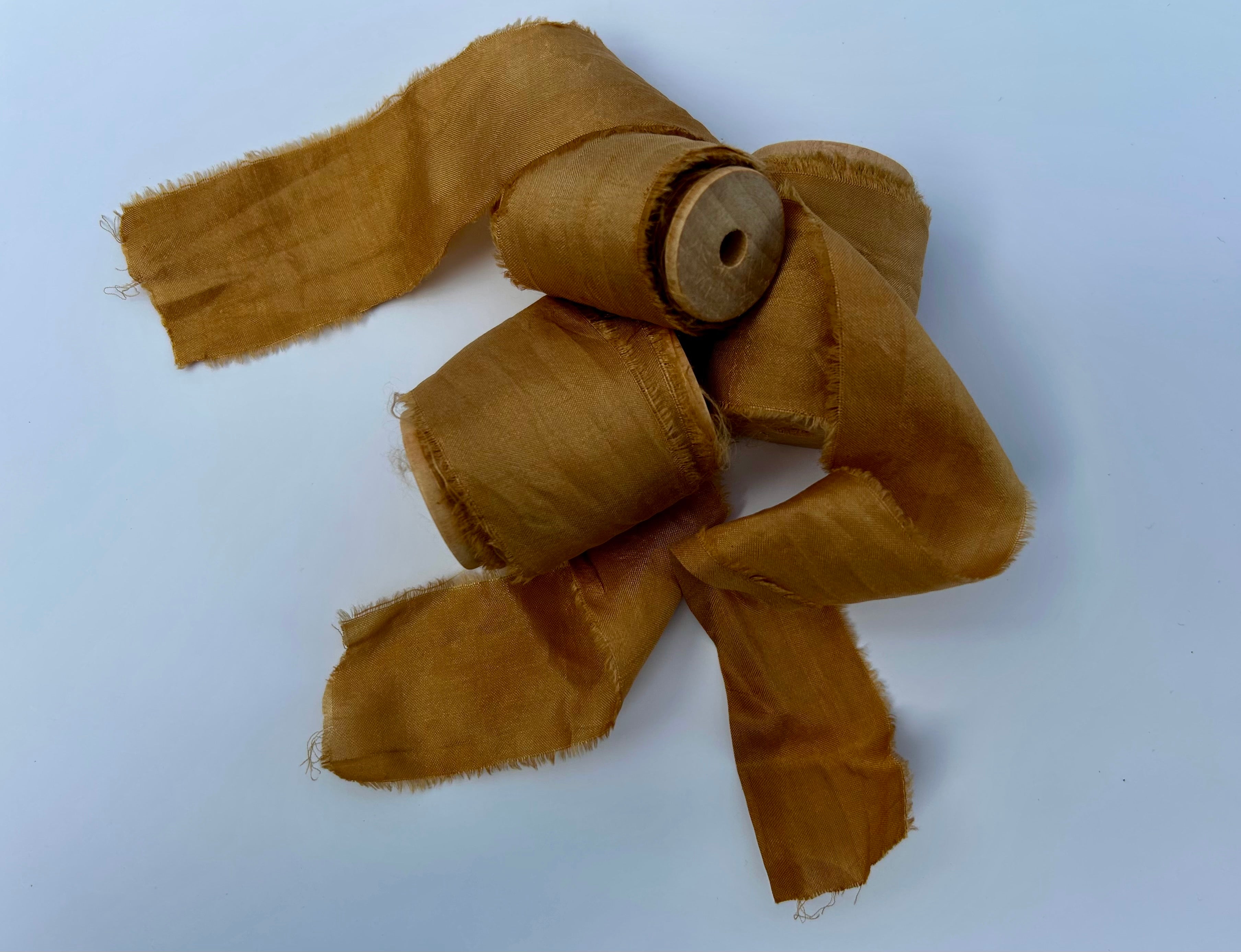 Recycled Sari Silk Ribbon in Toffee